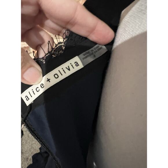 Alice + Olivia Women's Navy Blue Black Lace Sz 8 Maxi Cottagecore prairie NTW - Picture 6 of 10